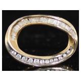 14kt Gold Oval Baguette & Round Diamond Pendant