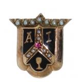 10kt Gold Antique Pen w/Pearl & Ruby