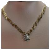 10kt Gold Antique Pear Cut Diamond Necklace