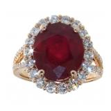 14kt Rose Gold 8.71 ct Oval Ruby & Diamond Ring