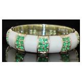 Elegant Emerald & Opal Eternity Band