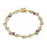 Genuine Amethyst & Diamond Accent Bracelet