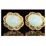 10kt Gold Genuine Jade Stud Earrings