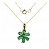14kt Gold Natural Emerald Necklace