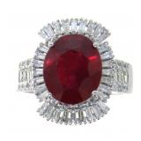 14kt Gold 6.90 ct Oval Ruby & Diamond Ring