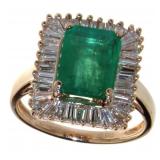 14kt Gold 3.71 ct Emerald & Diamond Ring