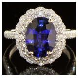 14kt White Gold 4.84 ct Sapphire & Diamond Ring