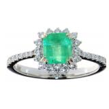 14kt Gold 1.52 ct Emerald & Diamond Ring