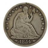 1854 Seated Liberty Silver Half Dollar