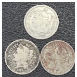 1865-66-67 Liberty Three Cent Nickel