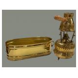 Brass Burner & Pot & 11" Brass Window Box w