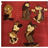 (5) Wooden Disney Character Plaques
