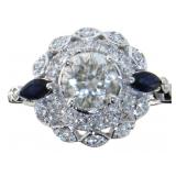 14kt Gold 2.26 ct Diamond & Sapphire Ring