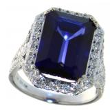 14kt Gold 11.37 ct Sapphire & Diamond Ring