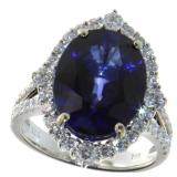 14k Gold 10.17 ct Oval Sapphire & Diamond Ring