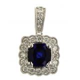 14kt Gold 1.73 ct Sapphire & Diamond Pendant