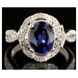 14kt Gold 2.91 ct Oval Sapphire & Diamond Ring