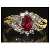 10kt Gold Ruby & White Topaz Cocktail Ring