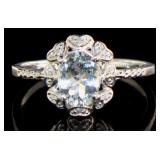 Oval 2.21 ct Aquamarine & Diamond Ring