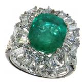 14k White Gold 7.50 ct Emerald & Diamond Ring