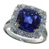 14kt Gold 6.57 ct Sapphire & Diamond Ring