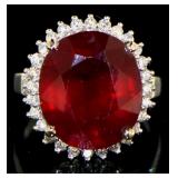 14kt Gold 14.22 ct Oval Ruby & Diamond Ring
