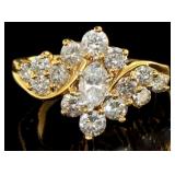 14kt Gold Brilliant 2.00 ct Diamond Cocktail Ring