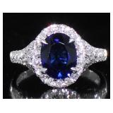 14kt Gold Oval 3.11 ct Sapphire & Diamond Ring