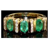 14kt Gold Natural Emerald & Diamond Ring