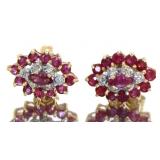 14kt Gold Natural Ruby & Diamond Earrings