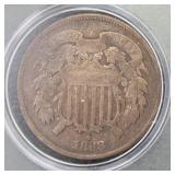 1868 Copper Two Cent Piece *High Grade