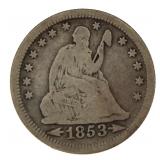 1853 Seated Liberty Silver Quarter *Key