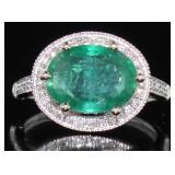 14kt Gold 3.44 ct Natural Emerald & Diamond Ring