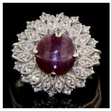 Natural Cabochon Star Amethyst Cocktail Ring