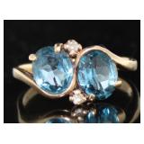 10kt Gold London Blue Topaz & Diamond Ring