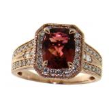 14K Rose Gold 2.18 ct Tourmaline and Diamond Ring
