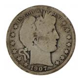 1907-O Barber Silver Half Dollar