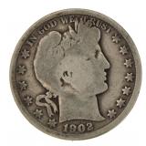 1902-P Barber Silver Half Dollar