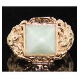 14kt Gold Antique Natural Jade Estate Ring