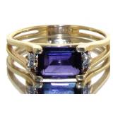 14kt Gold Natural Amethyst & Diamond Ring