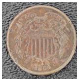 1864 Copper Two Cent Piece *Civil War