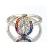 Oval 2.00 ct White Topaz & Gemstone Ring