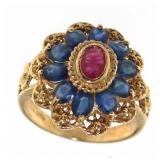 10kt Gold Natural 1.50 ct Sapphire & Ruby Ring