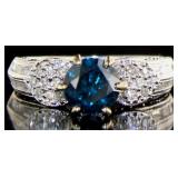 18k White Gold 1.33 ct Fancy Blue Diamond Ring