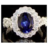 14kt Gold Oval 3.00 ct Sapphire & Diamond Ring