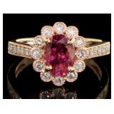 14kt Gold 1.68 ct Pink Tourmaline & Diamond Ring