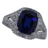 14kt Gold 4.71 ct Sapphire & Diamond Ring