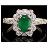 14K White Gold 1.64 ct Emerald and Diamond Ring