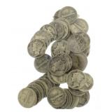 Collection (50) Mercury Silver Dimes