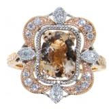 14kt Gold 1.80 ct Morganite & Diamond Ring